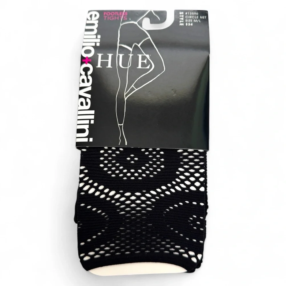 Emilio‎ Cavallini Large Circle Net Footless Tights Womens Size M/L Black